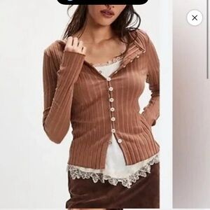 Free People Tilly Cardigan in tan